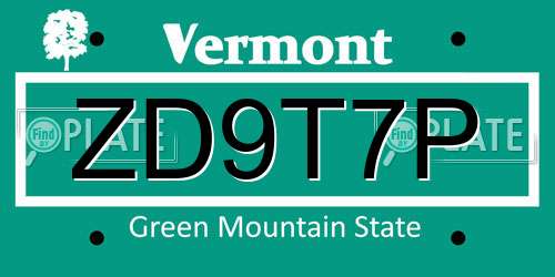 ZD9T7P Vermont License Plate