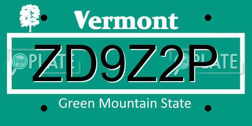 ZD9Z2P Vermont License Plate