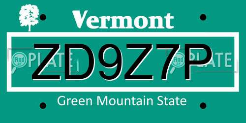 ZD9Z7P Vermont License Plate
