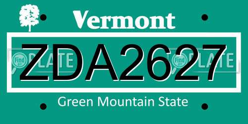 ZDA2627 Vermont License Plate