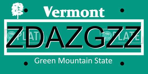 ZDAZGZZ Vermont License Plate