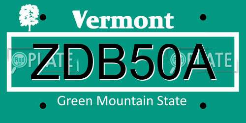 ZDB50A Vermont License Plate