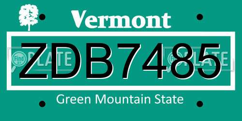 ZDB7485 Vermont License Plate