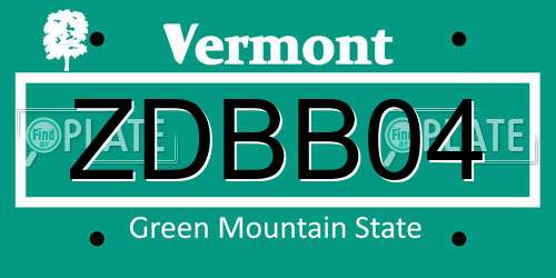 ZDBB04 Vermont License Plate