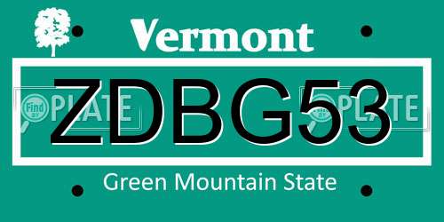 ZDBG53 Vermont License Plate