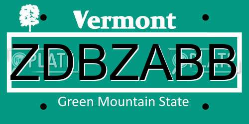 ZDBZABB Vermont License Plate