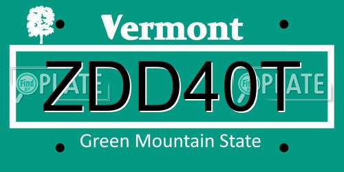 ZDD40T Vermont License Plate