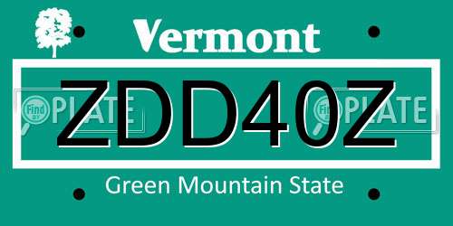 ZDD40Z Vermont License Plate