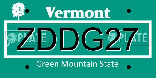 ZDDG27 Vermont License Plate
