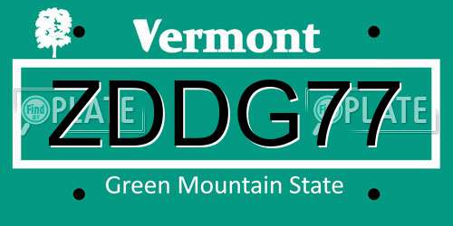 ZDDG77 Vermont License Plate
