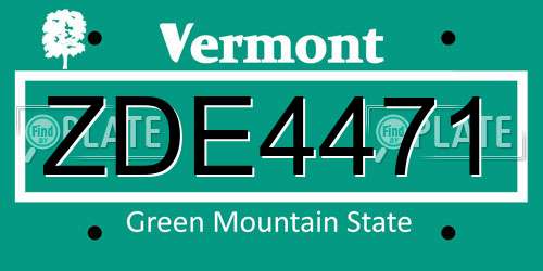 ZDE4471 Vermont License Plate