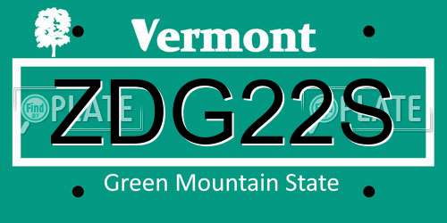 ZDG22S Vermont License Plate