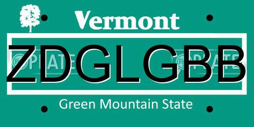 ZDGLGBB Vermont License Plate