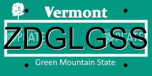 ZDGLGSS Vermont License Plate