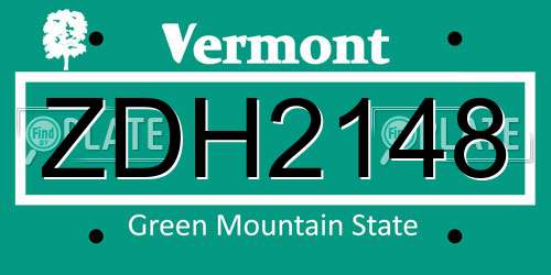 ZDH2148 Vermont License Plate