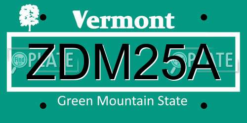 ZDM25A Vermont License Plate