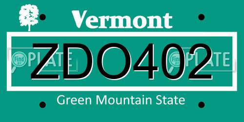 ZDO402 Vermont License Plate