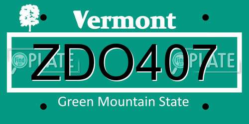 ZDO407 Vermont License Plate