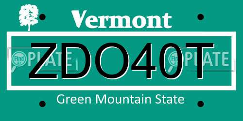 ZDO40T Vermont License Plate