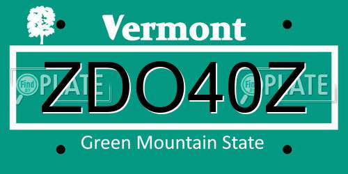 ZDO40Z Vermont License Plate