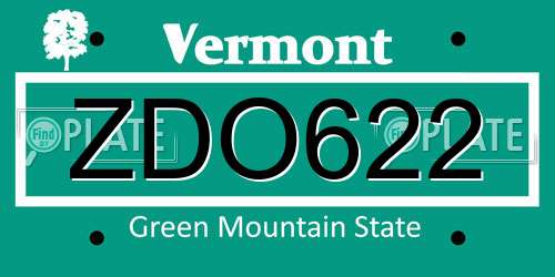 ZDO622 Vermont License Plate