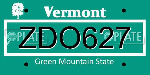 ZDO627 Vermont License Plate
