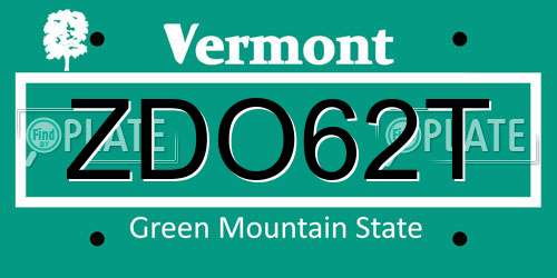 ZDO62T Vermont License Plate