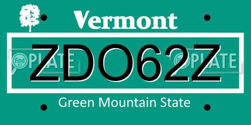 ZDO62Z Vermont License Plate