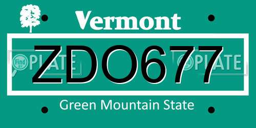 ZDO677 Vermont License Plate
