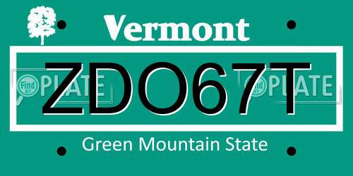 ZDO67T Vermont License Plate