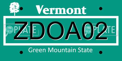ZDOA02 Vermont License Plate