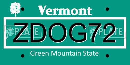 ZDOG72 Vermont License Plate