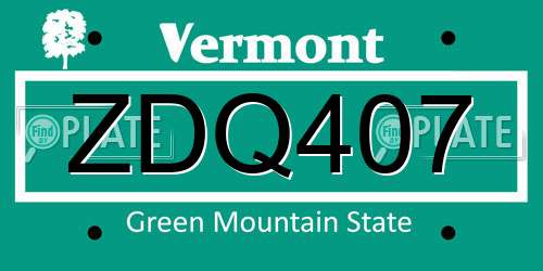 ZDQ407 Vermont License Plate