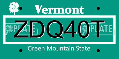 ZDQ40T Vermont License Plate