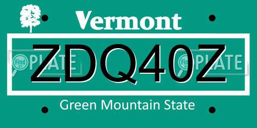 ZDQ40Z Vermont License Plate