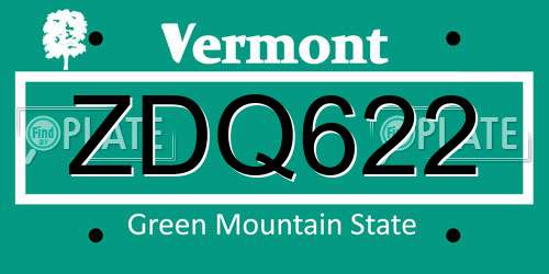 ZDQ622 Vermont License Plate