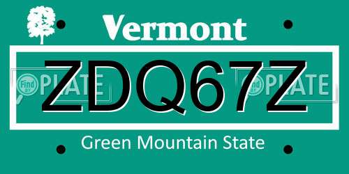 ZDQ67Z Vermont License Plate