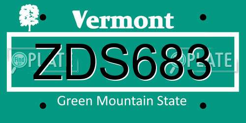ZDS683 Vermont License Plate
