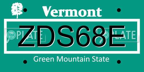 ZDS68E Vermont License Plate