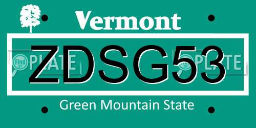 ZDSG53 Vermont License Plate
