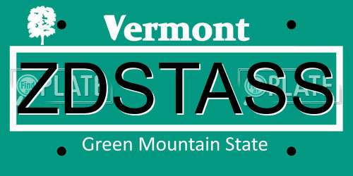 ZDSTASS Vermont License Plate