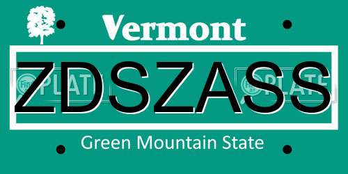 ZDSZASS Vermont License Plate