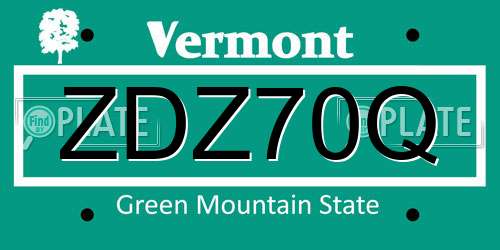 ZDZ70Q Vermont License Plate