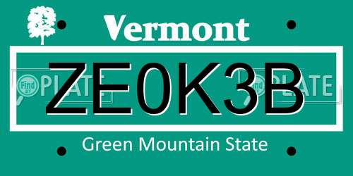ZE0K3B Vermont License Plate