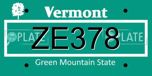 ZE378 Vermont License Plate