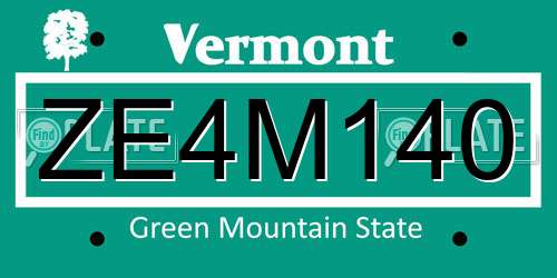 ZE4M140 Vermont License Plate