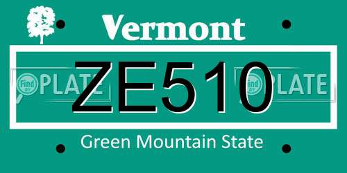 ZE510 Vermont License Plate