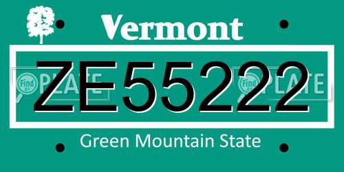 ZE55222 Vermont License Plate