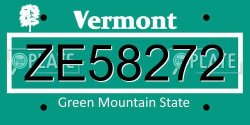 ZE58272 Vermont License Plate