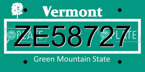 ZE58727 Vermont License Plate